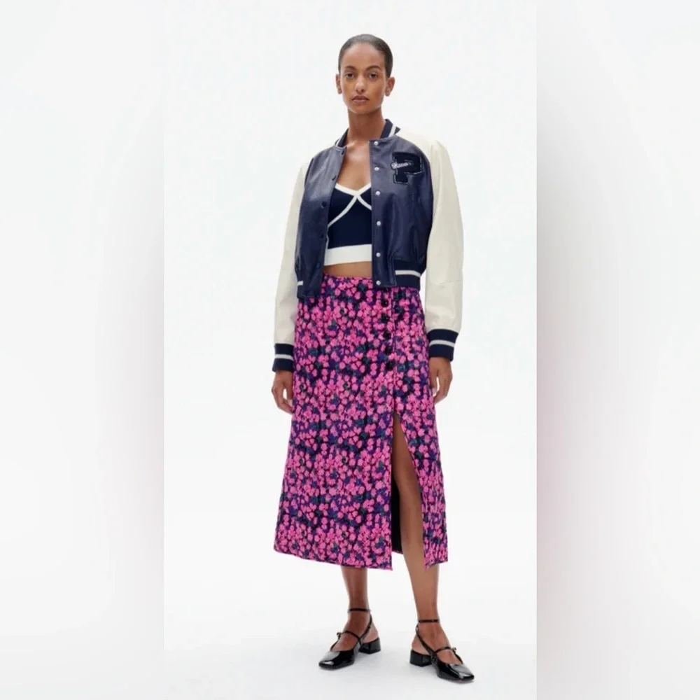 Baum und pferdgarten Vibrant Pink Floral A-Line maxi skirt NWT - Picture 2 of 4
